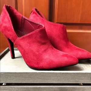 Red Bootie Heel with Cut-Out Ankle